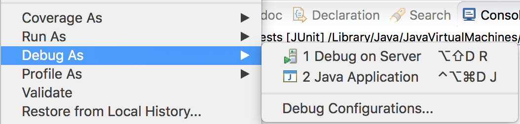 Debug As->Java Application